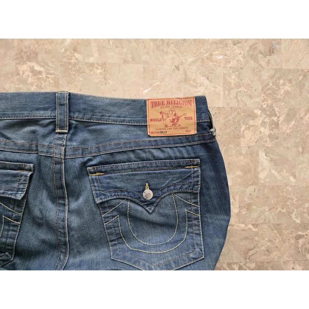 True Religion Billy QT Jeans Men's 40x34 Blue Yellow Contrast Stitch Made in USA